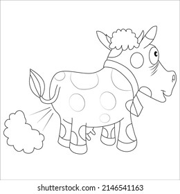 Farting coloring page -coloring book page line art for kids