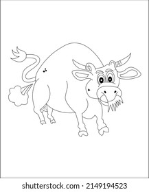 Farting cute cartoon animal Vector clip art illustration with black outline. 