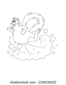 Farting cute cartoon animal Vector clip art illustration with black outline. 