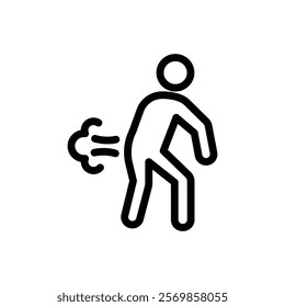 Farting icon Black and white outline vector