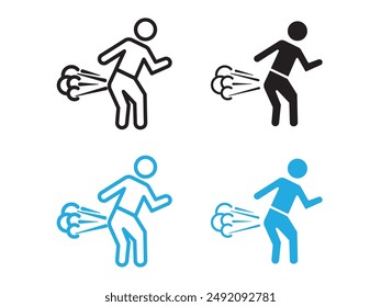 Farting icon black and white vector outline sign