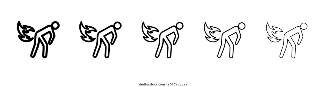 Farting icon thin flat outline style vector sign
