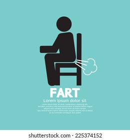 Farting Man On A Chair Black Symbol Vector Illustration