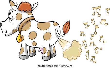 Farting Music Cow Vector Illustration