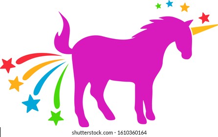 Farting unicorn vector icon. Flat Farting unicorn pictogram is isolated on a white background.