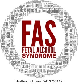 FAS - Fetal Alcohol Syndrome word cloud conceptual design isolated on white background.