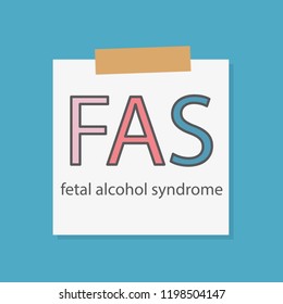 FAS Fetal Alcohol Syndrome Written In A Notebook Paper- Vector Illustration