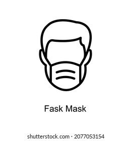 Fasc Mask vector outline icon. Illustration style EPS 10 file format