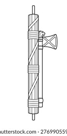 Fasces, a bound bundle of wooden rods, with an axe. Ancient Roman symbol of absolute  power to punish subjects. Also a symbol of suppression, oppression, and to keep each one to stay in line. Vector