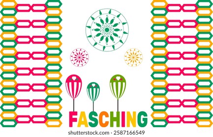 Fasching. This holiday-themed design is perfect for backgrounds, banners, greeting cards, posters with text inscription, Classic social media posts.