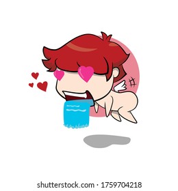 Fascinated expression of vector illustration characters