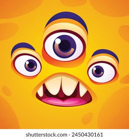 Fascinated monster cartoon face expression. Vector character illustration