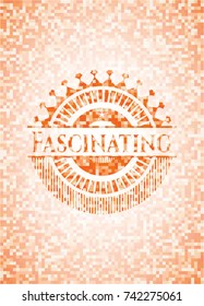 Fascinating abstract orange mosaic emblem with background