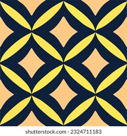 Fascinating combination of black and yellow pattern peach background. art deco inspired design showcases vibrant and colorful geometric pattern. The intricate shapes evoke.