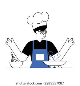 A fascinating flat illustration of cook