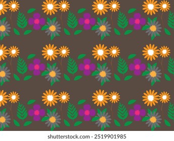 Fascinating flowers and leaves Pattern Design