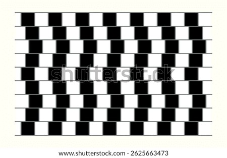 A fascinating illusion drawing with its black and white contrasts. Its flat grid creates a striking optical effect by playing with perception with clean geometric lines.	