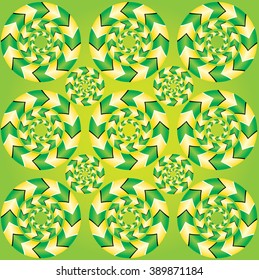 Fascinating optical illusion. Show of rotation. Seamless background with optical illusions of rotation. Optical illusion Spin Cycle
