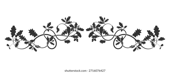 Un fascinante tejido ornamental de ramas de roble. Ilustración de Imagen de stock de Vector