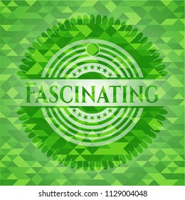 Fascinating realistic green emblem. Mosaic background