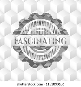 Fascinating realistic grey emblem with cube white background