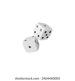 A fascinating set of vector illustration includes two 3d dice with numbers from 1 to 6 on the sides. Ideal for casinos, table games or gambling on the background