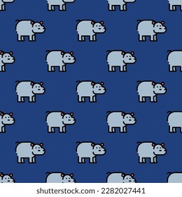 Fascinating square tile with an enthralling animal artwork. Seamless pattern with hippopotamus on st. patrick's blue background. Design for a t-shirt featuring an animal print.