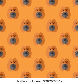 Fascinating square tile with an enthralling animal artwork. Seamless pattern with dog on meat brown background. Design for webpages featuring animals.