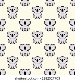 Fascinating square tile with an enthralling animal artwork. Seamless pattern with koala on moccasin background. Design for a mug with an animal drawing.