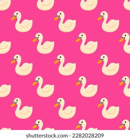 Fascinating square tile with an enthralling animal artwork. Seamless pattern with swan on rose bonbon background. Design for stickers with illustrations of pet animals.