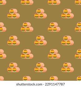 Fascinating square tile with an enthralling food artwork. Seamless pattern with burrito on peru background. Design for a geometric pattern.