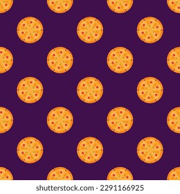 Fascinating square tile with an enthralling food artwork. Seamless pattern with pizza on blush background. Design for websites to create a unified brand identity.