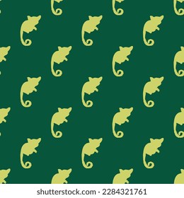 Fascinating square tile with a merry animal picture. Seamless pattern with mammal bushbaby shape of long tail on sacramento state green background. Design for a car decal featuring an animal motif.