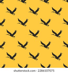 Fascinating square tile with a merry animal picture. Seamless pattern with bird flying shape on sandstorm background. Design for a collection of stickers with animals.