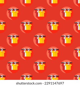 Fascinating square tile with a merry food picture. Seamless pattern with clothes on white smoke background. Design for a secure wrap for burgers.