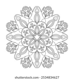 Fascinação floral Mandala coloração página do livro. Fácil Mandala colorir páginas do livro para adultos para relaxar, experiências dar alívio. Arquivo de vetor redimensionável