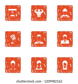 Fascination icons set. Grunge set of 9 fascination vector icons for web isolated on white background