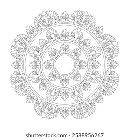 Fascination Mandala coloring book page for Kids. Easy Mandala Coloring Book Pages for Adults to Relax, Experiences Give Relief. Resizeable Vector File