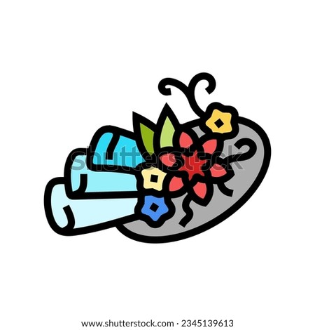 fascinator hat cap color icon vector. fascinator hat cap sign. isolated symbol illustration