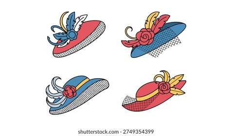 Fascinator Line art vector clean vibrant tone illustration