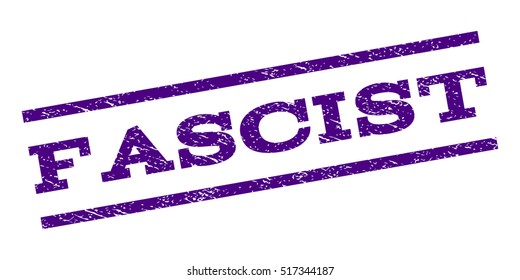 Fascist watermark stamp. Text caption between parallel lines with grunge design style. Rubber seal stamp with dirty texture. Vector indigo blue color ink imprint on a white background.