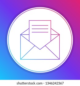 Fashian stail gradient Receive mail icon. Opened envelope with letter inside.