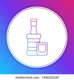 Fashian stail gradient Whiskey bottle with glass. Alcohol concept