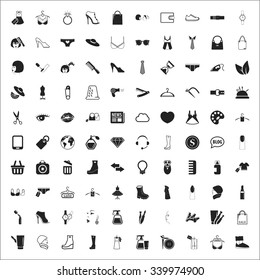 fashion 100 icons  universal set for web and mobile flat