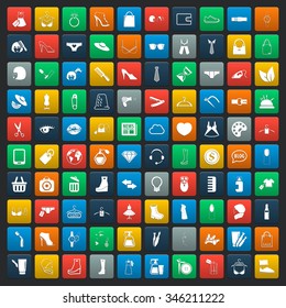 fashion 100 icons  universal set for web and mobile flat
