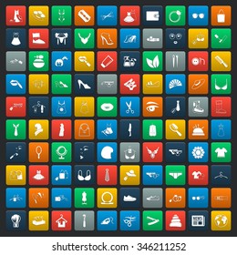 fashion 100 icons  universal set for web and mobile flat