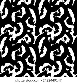 Fashion abstract contemporary seamless pattern with dry brush crayon charcoal lines. Graphic squiggle vector. Modern trendy Vector. Grunge, texture pattern for textile prints.