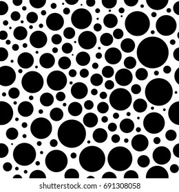 Fashion abstract modern white background with black circles. Seamless pattern for wallpaper or wrapping paper