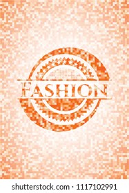 Fashion abstract orange mosaic emblem with background