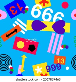 Fashion abstract seamless pattern, Background with geometric shapes, Vector illustration.